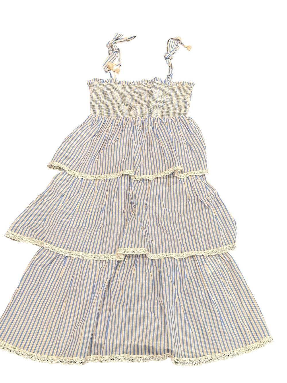 Zimmermann girls kids size 10 youth striped maxi dress blue white tiered